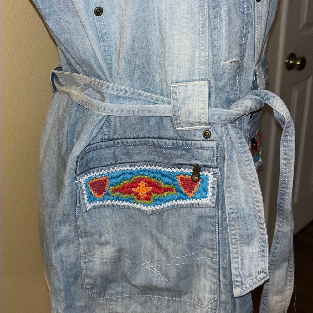 Double D Ranch Blue Denim Vest or Mini Dress with beading and Embroidery - Picture 5 of 10